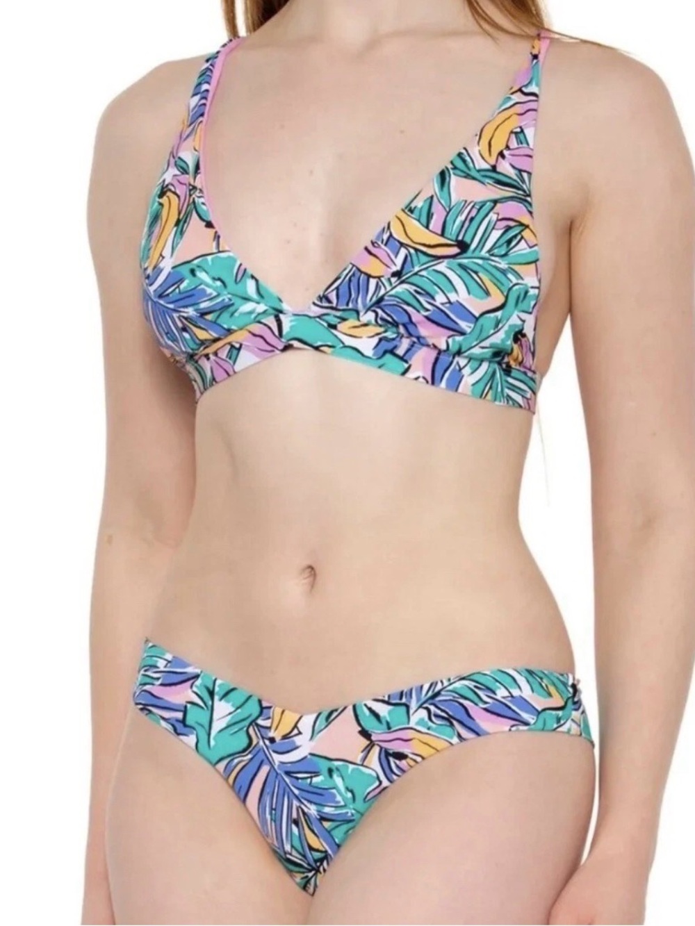 Body Glove Macabu Olivia Top And Kendal Barbados banana print bikini set tie L